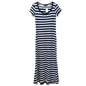 POLO RALPH LAUREN Maxi Tshirt Dress Small Navy Blue Stripe Preppy Nautical NWT